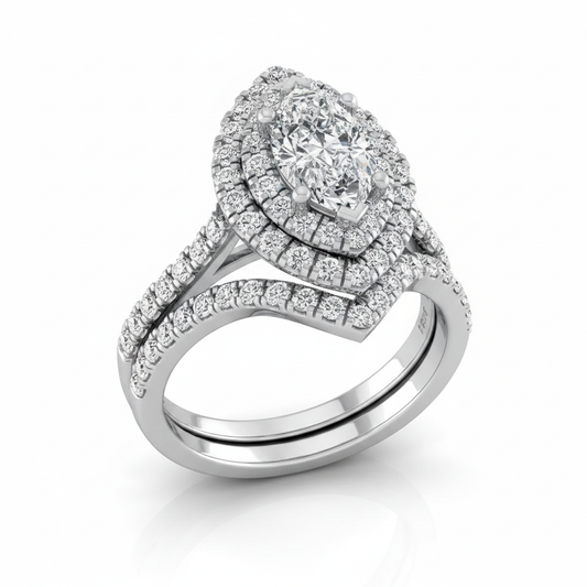 The Dinah Matching Wedding Band, Marquise in 18K White Gold