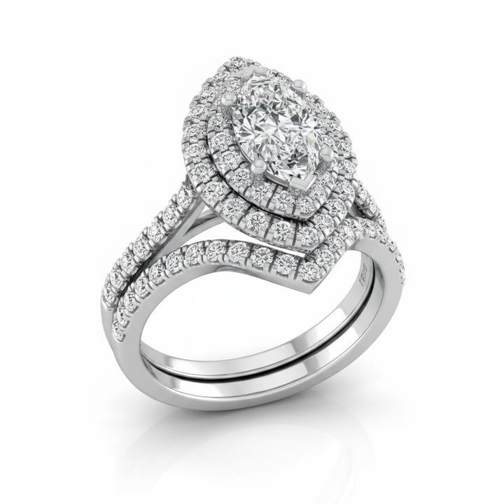 The Dinah Matching Wedding Band, Marquise in 18K White Gold | RockHer