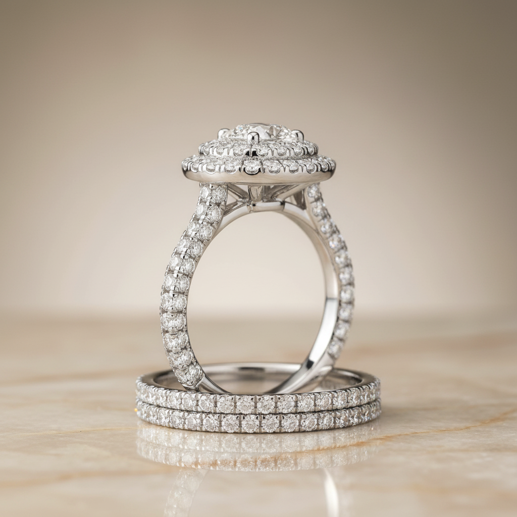The Dinah Matching Wedding Band, Oval in 18K White Gold