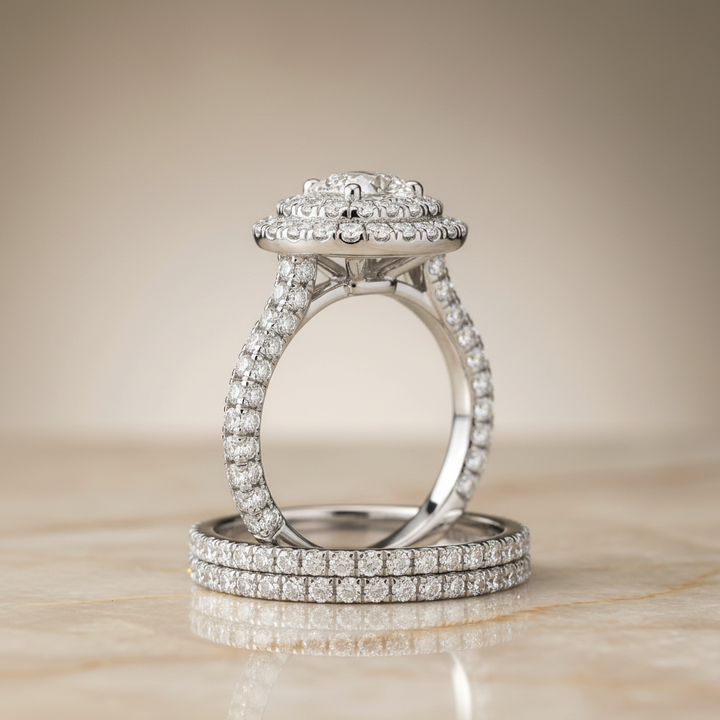 The Dinah Matching Wedding Band, Oval in 18K White Gold