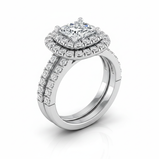 The Dinah Matching Wedding Band, Princess in 18K White Gold