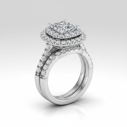 The Dinah Matching Wedding Band, Radiant in 18K White Gold