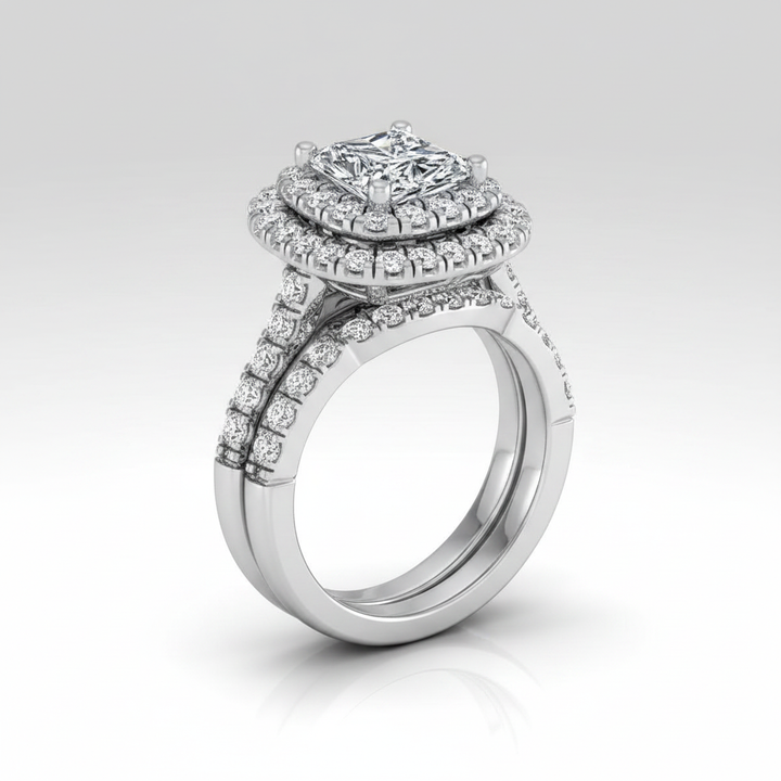 The Dinah Matching Wedding Band, Radiant in 18K White Gold | RockHer
