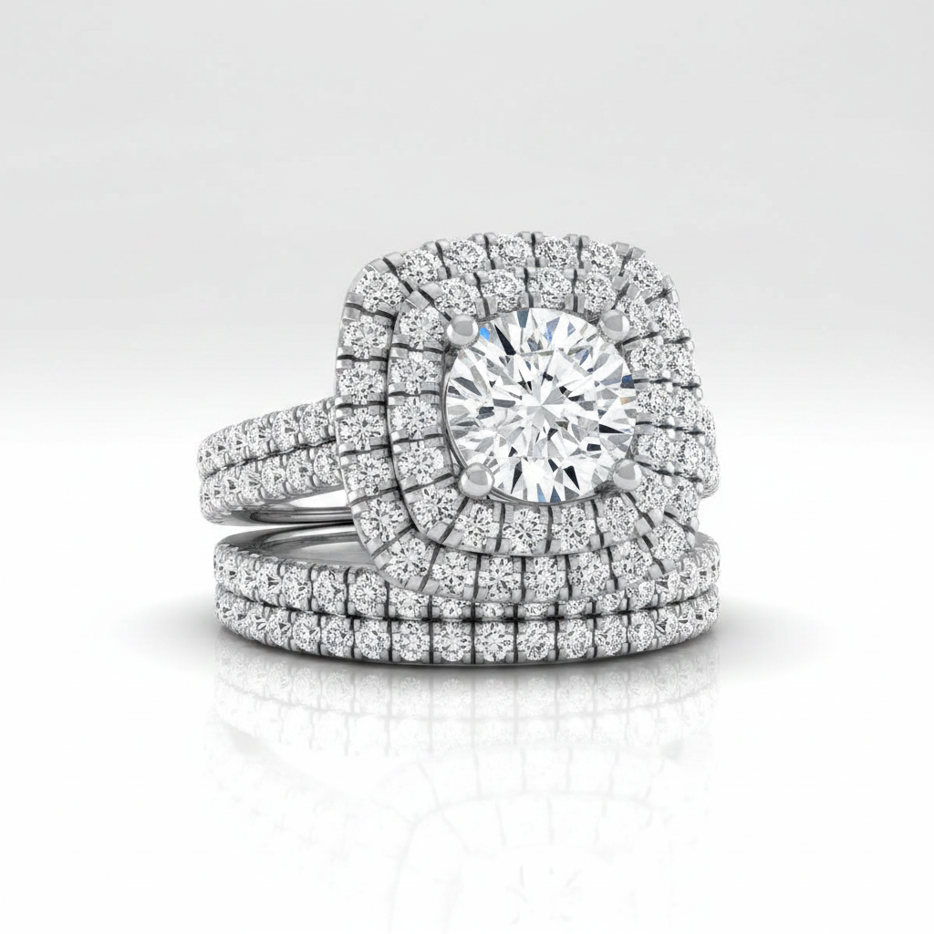 The Dinah Matching Wedding Band, Round in 18K White Gold
