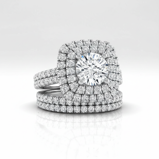 The Dinah Matching Wedding Band, Round in 18K White Gold