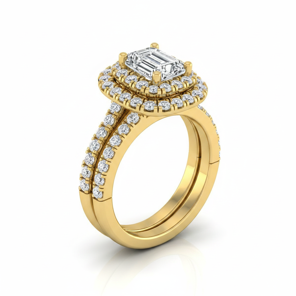 The Dinah Matching Wedding Band, Emerald in 18K Yellow Gold