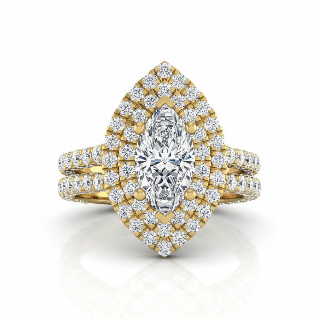 The Dinah Matching Wedding Band, Marquise in 18K Yellow Gold