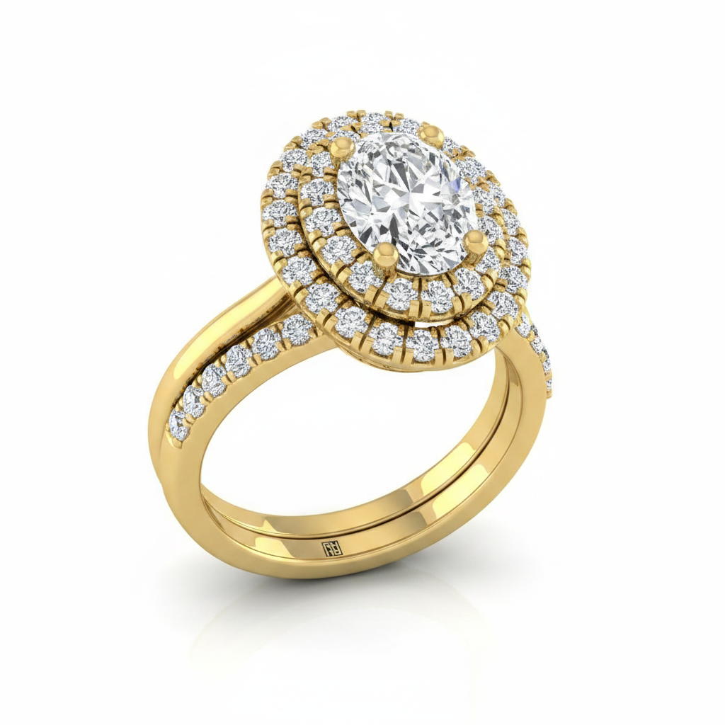 The Dinah Matching Wedding Band, Oval in 18K Yellow Gold
