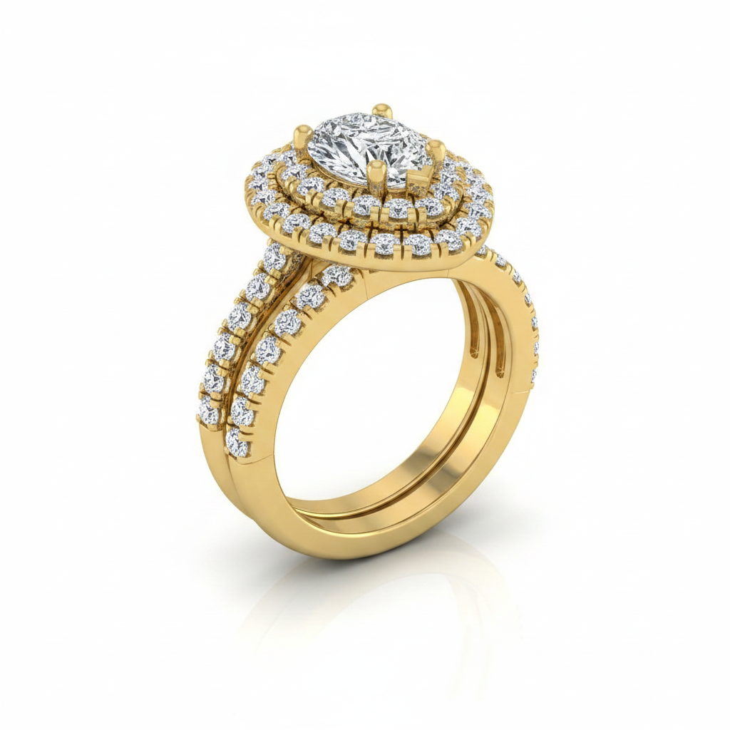The Dinah Matching Wedding Band, Pear in 18K Yellow Gold