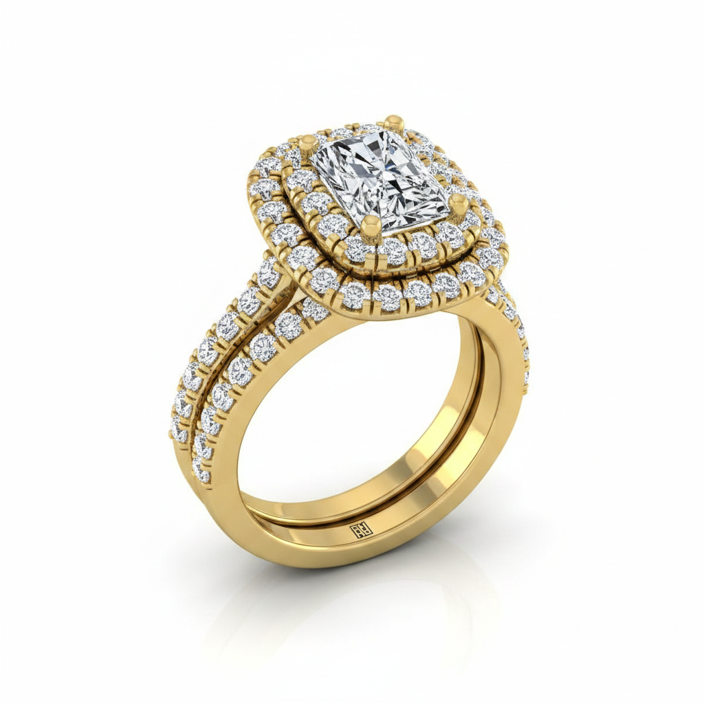 The Dinah Matching Wedding Band, Radiant in 18K Yellow Gold