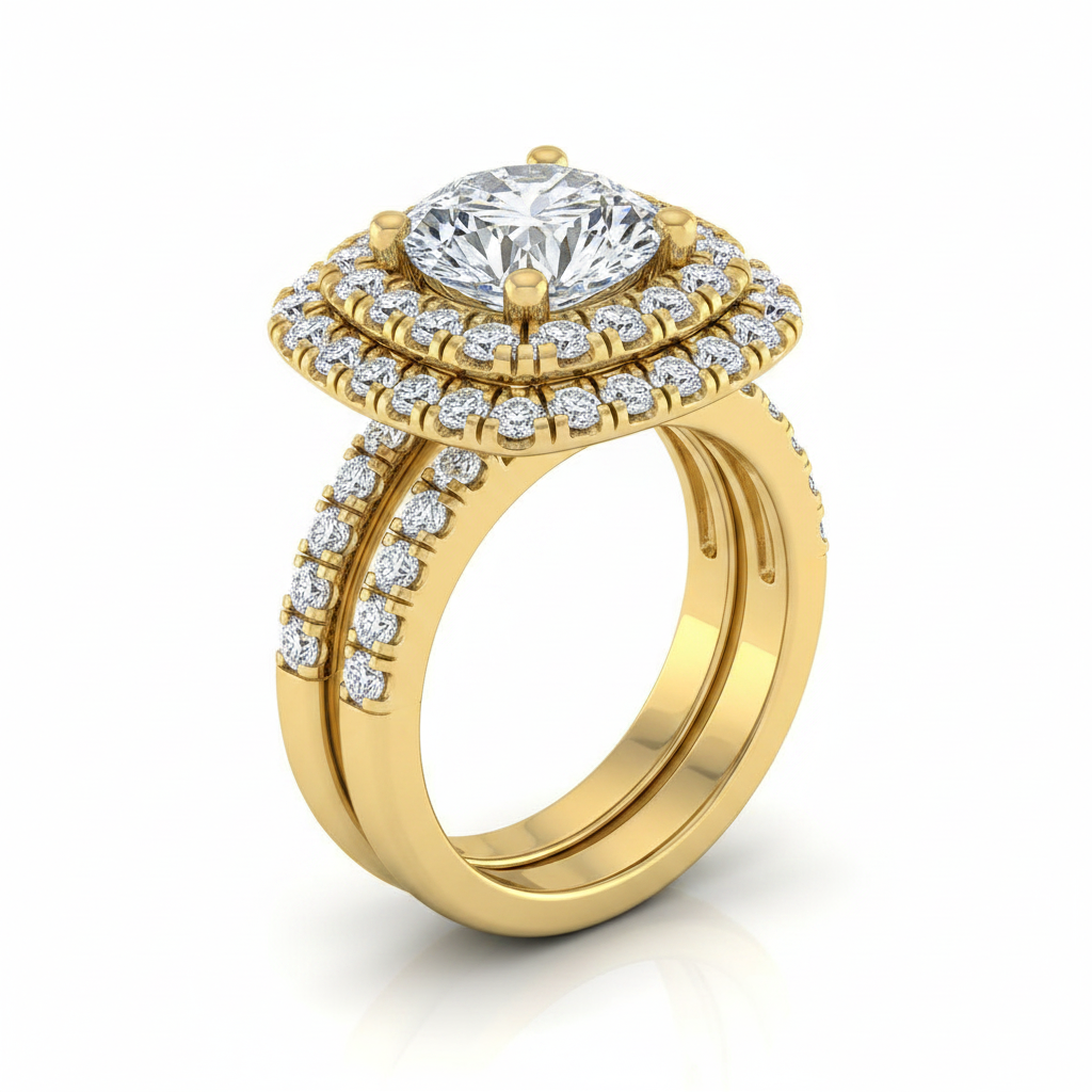 The Dinah Matching Wedding Band, Round in 18K Yellow Gold