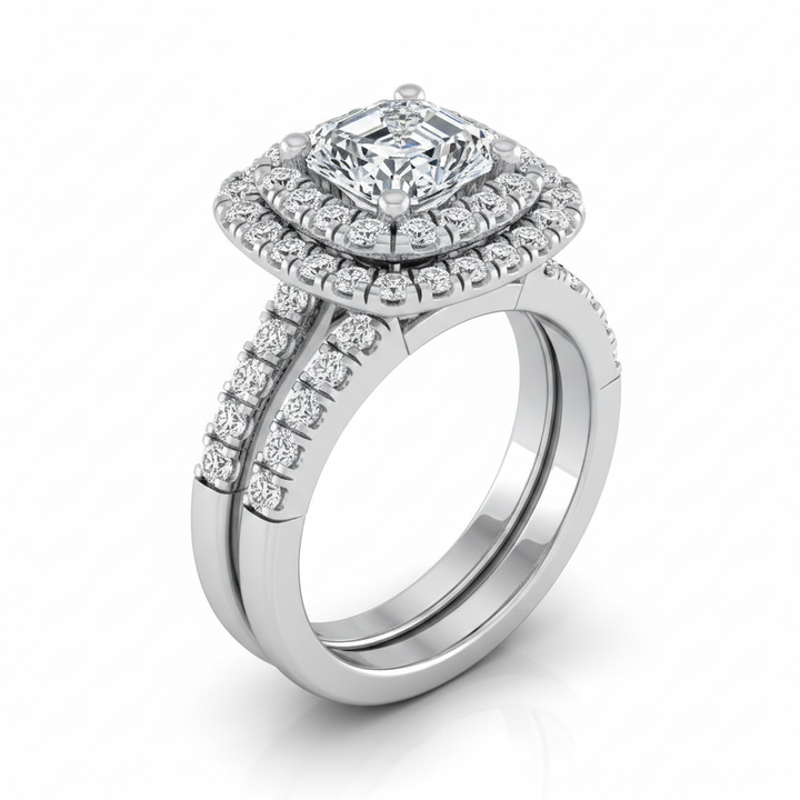 The Dinah Matching Wedding Band, Asscher in Platinum | RockHer
