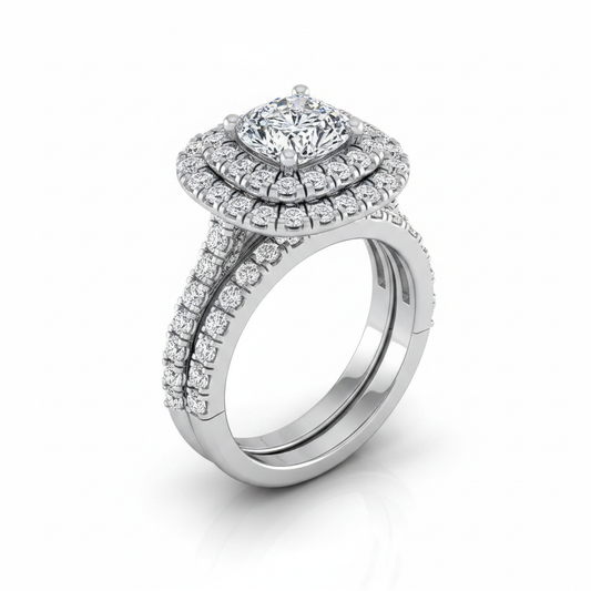 The Dinah Matching Wedding Band, Cushion in Platinum