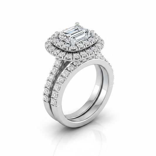 The Dinah Matching Wedding Band, Emerald in Platinum
