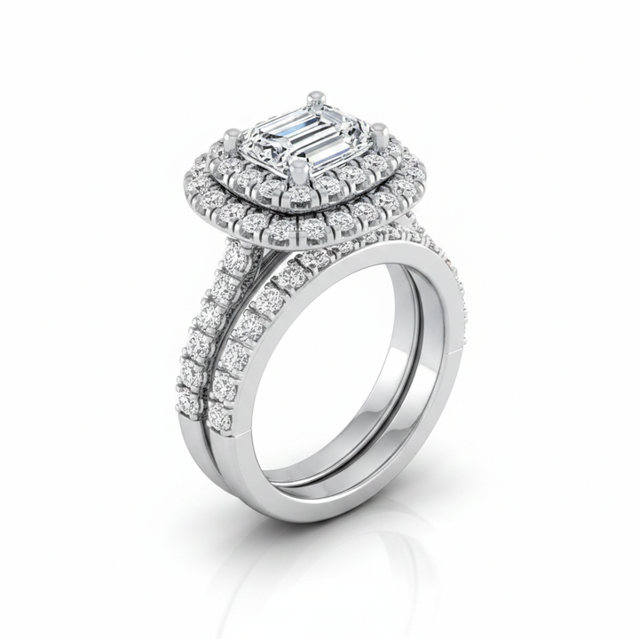 The Dinah Matching Wedding Band, Emerald in Platinum | RockHer