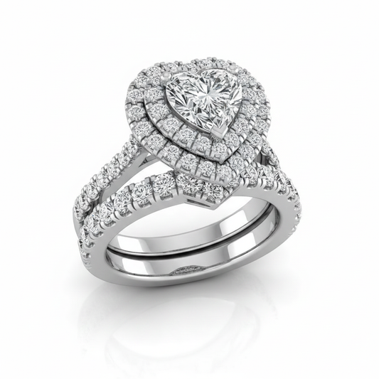 The Dinah Matching Wedding Band, Heart in Platinum