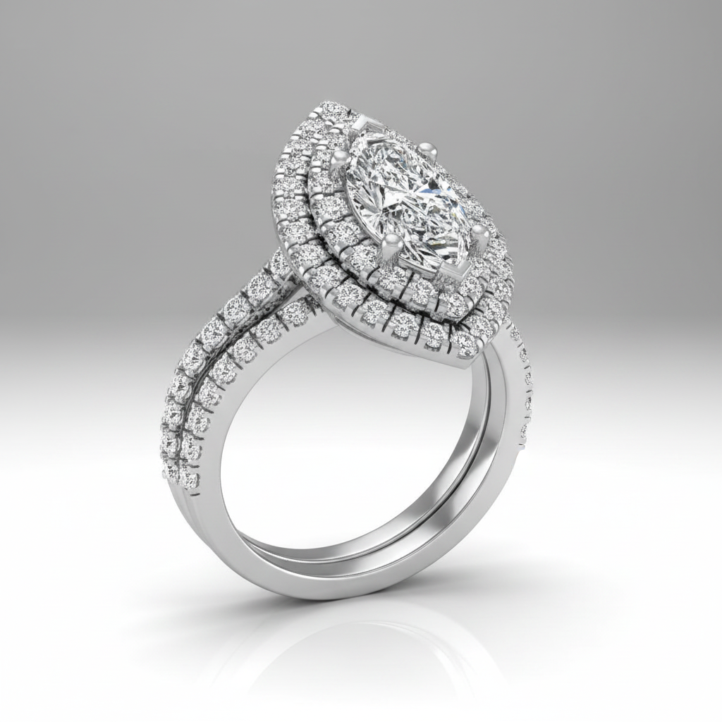The Dinah Matching Wedding Band, Marquise in Platinum