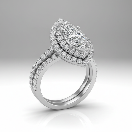 The Dinah Matching Wedding Band, Marquise in Platinum