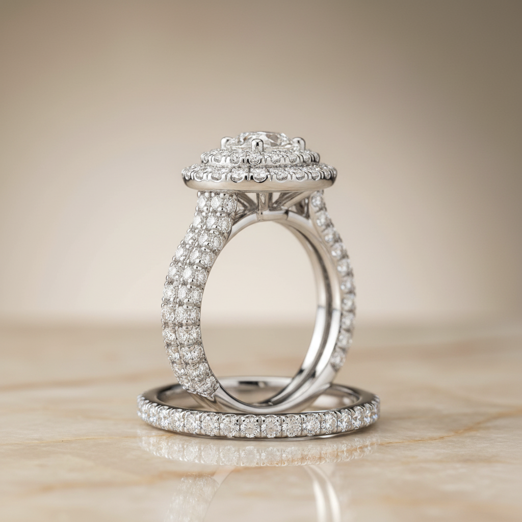 The Dinah Matching Wedding Band, Oval in Platinum