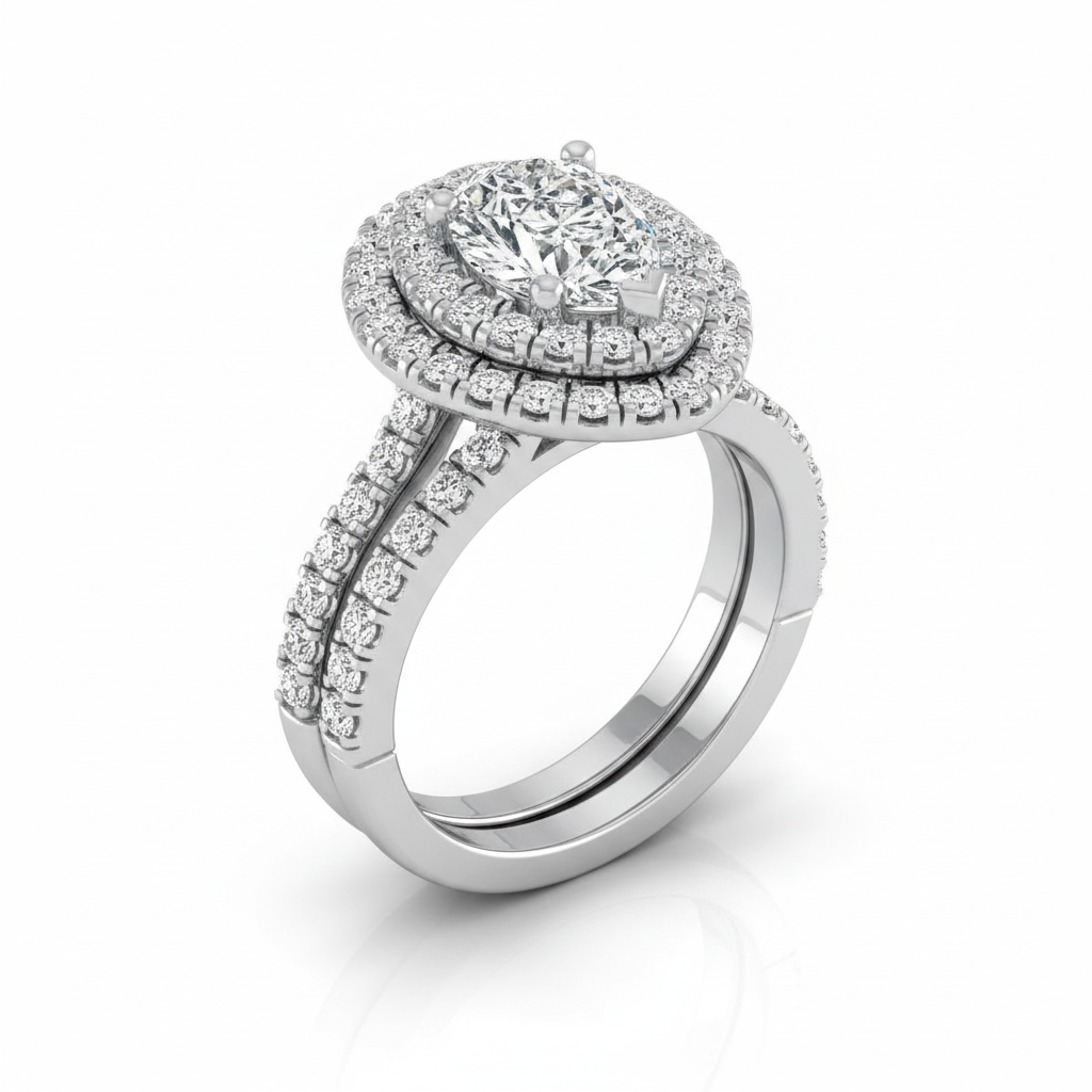 The Dinah Matching Wedding Band, Pear in Platinum