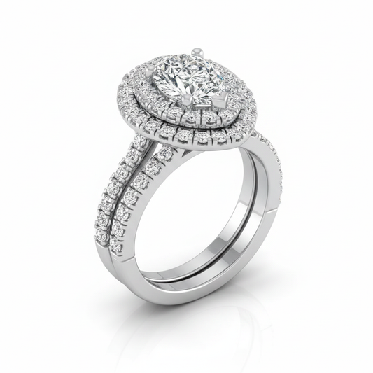 The Dinah Matching Wedding Band, Pear in Platinum