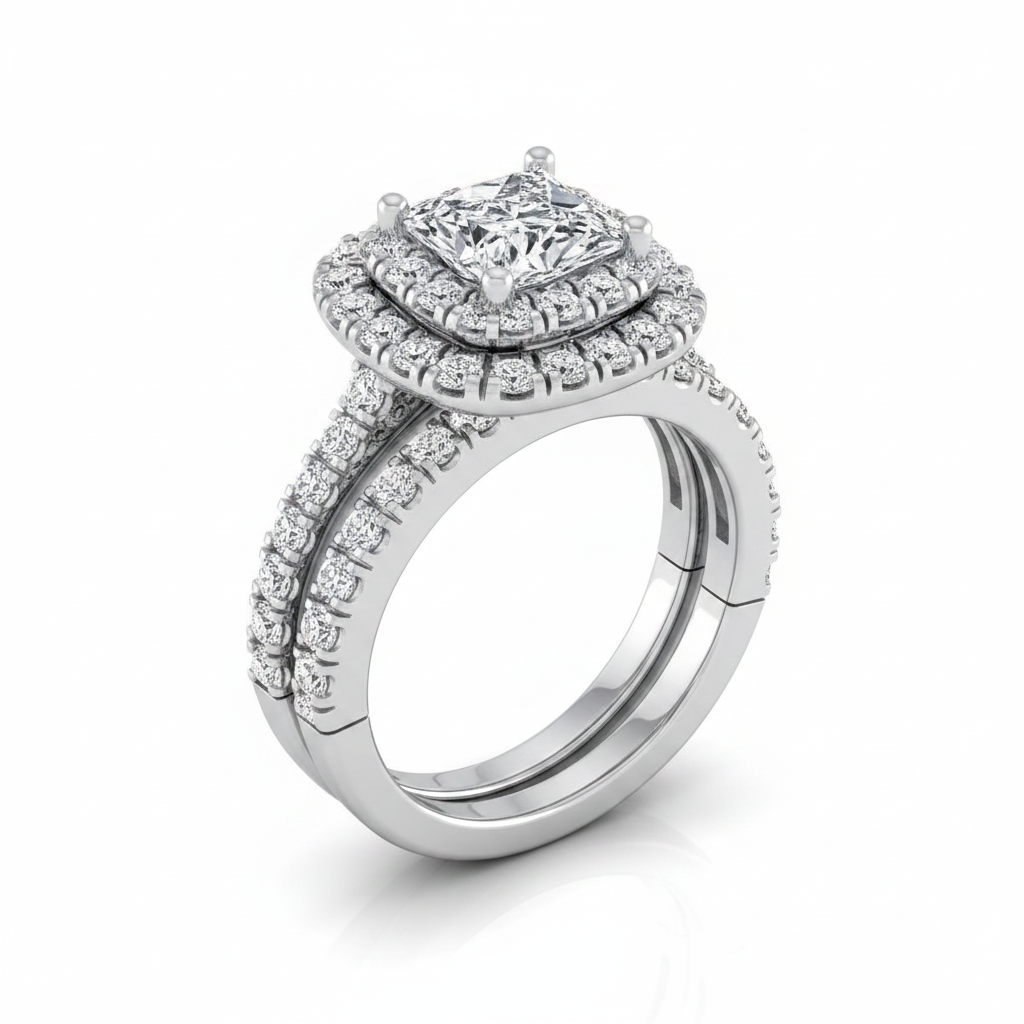 The Dinah Matching Wedding Band, Princess in Platinum