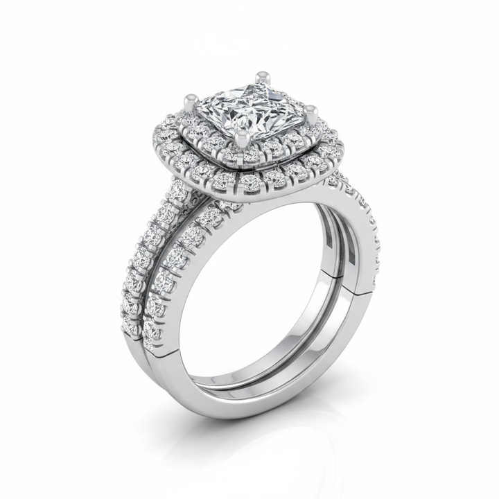 The Dinah Matching Wedding Band, Princess in Platinum | RockHer