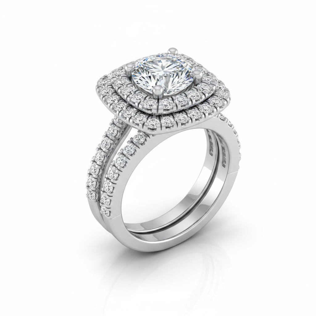 The Dinah Matching Wedding Band, Round in Platinum