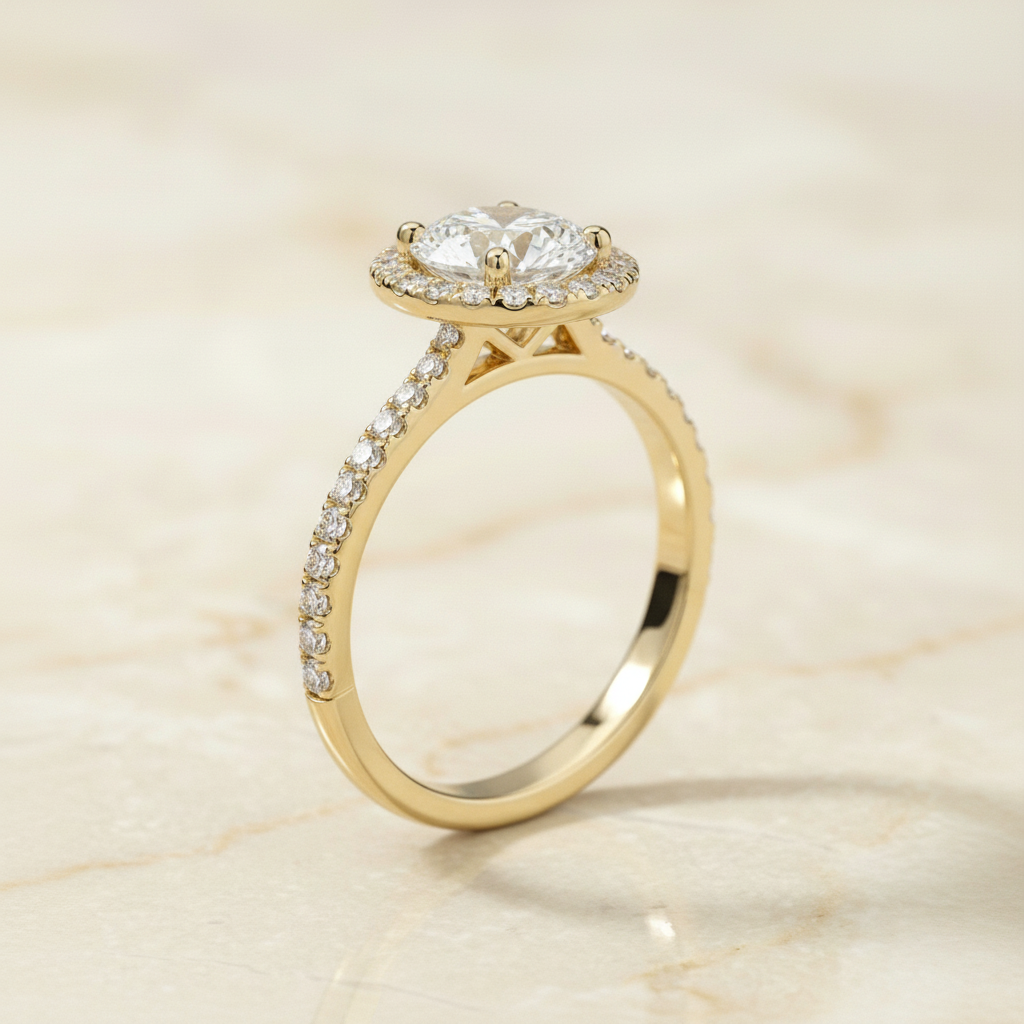 The Dionne Matching Wedding Band, Round in 18K Yellow Gold