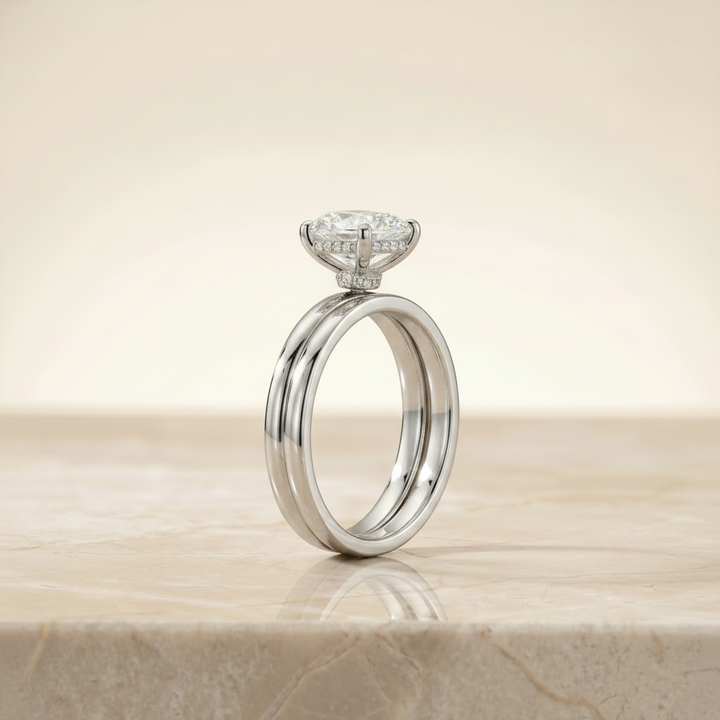 The Dolly Matching Wedding Band, Princess in Platinum
