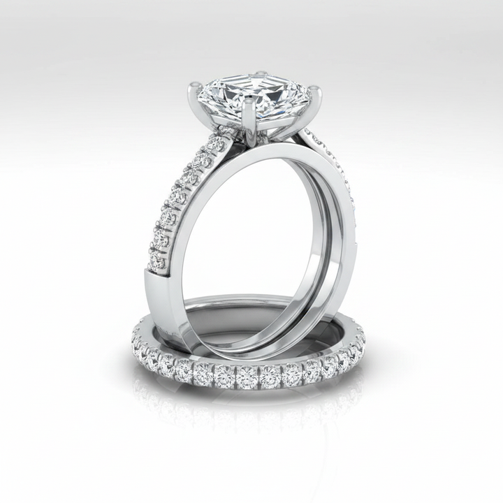 The Donna Matching Wedding Band, Asscher in 18K White Gold