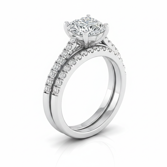 The Donna Matching Wedding Band, Heart in 18K White Gold