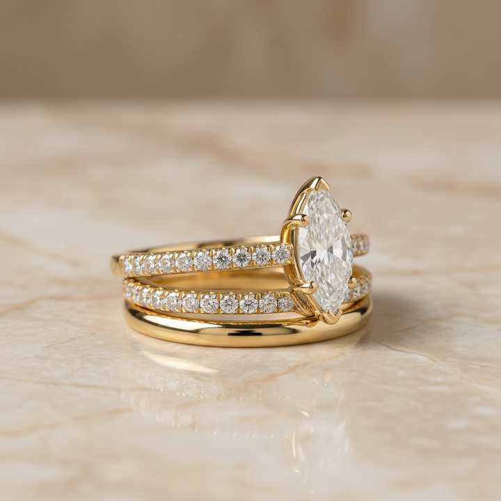 The Donna Matching Wedding Band, Marquise in 18K Yellow Gold | RockHer