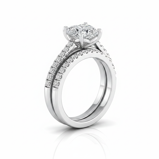 The Donna Matching Wedding Band, Heart in Platinum