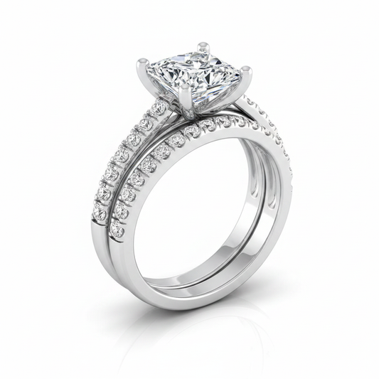 The Donna Matching Wedding Band, Princess in Platinum