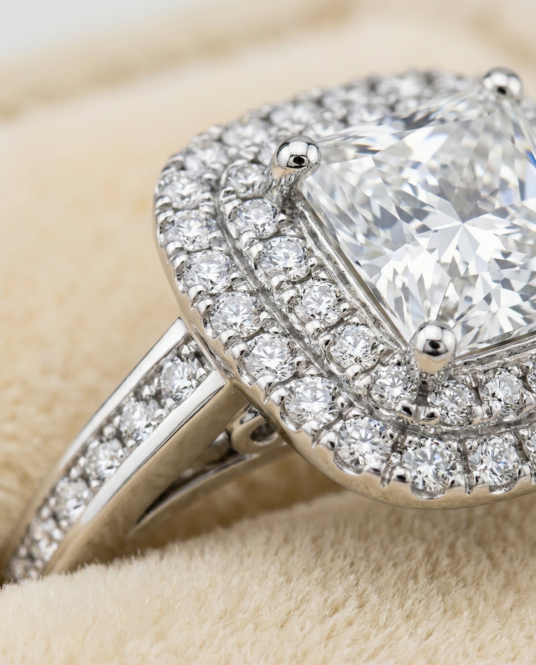 Platinum band of The Cecilia princess engagement ring setting | RockHer