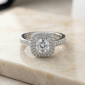 The Cecilia Double Halo Princess Cut Engagement Ring Setting in Platinum