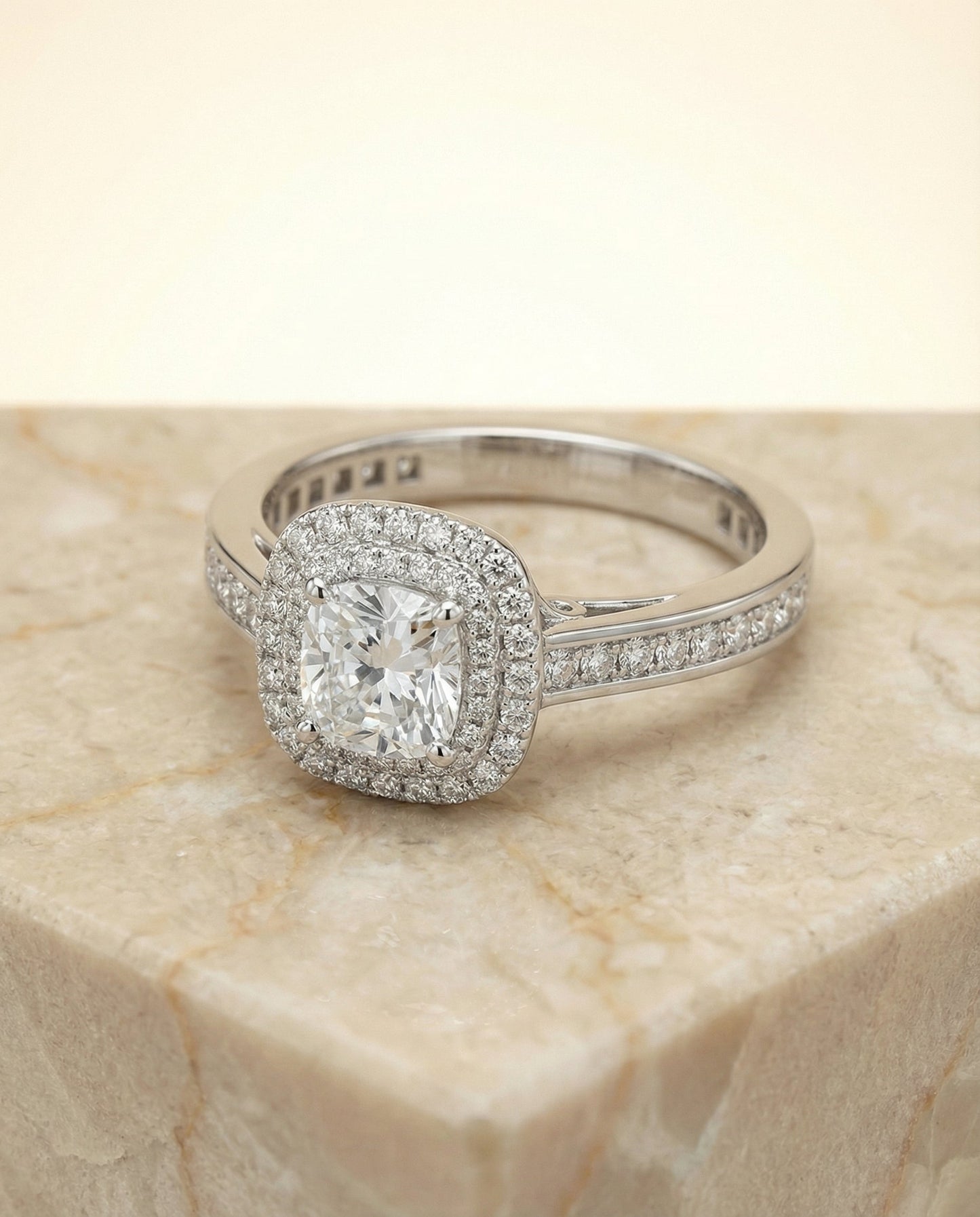 The Cecilia Select Pavé Halo Engagement Ring with Lab Diamond in Platinum — view 6