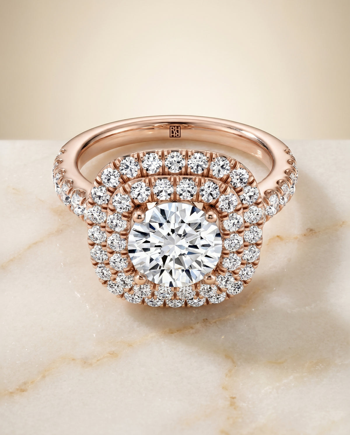 The Dixie round engagement ring setting in 14K Rose Gold | RockHer