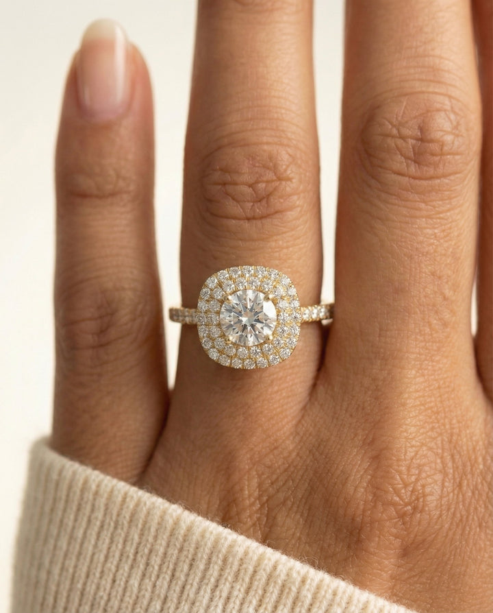 Dixie Select Round engagement ring in 14K Yellow Gold