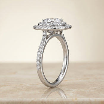 The Cadence Double Halo Cushion Cut Engagement Ring Setting in Platinum