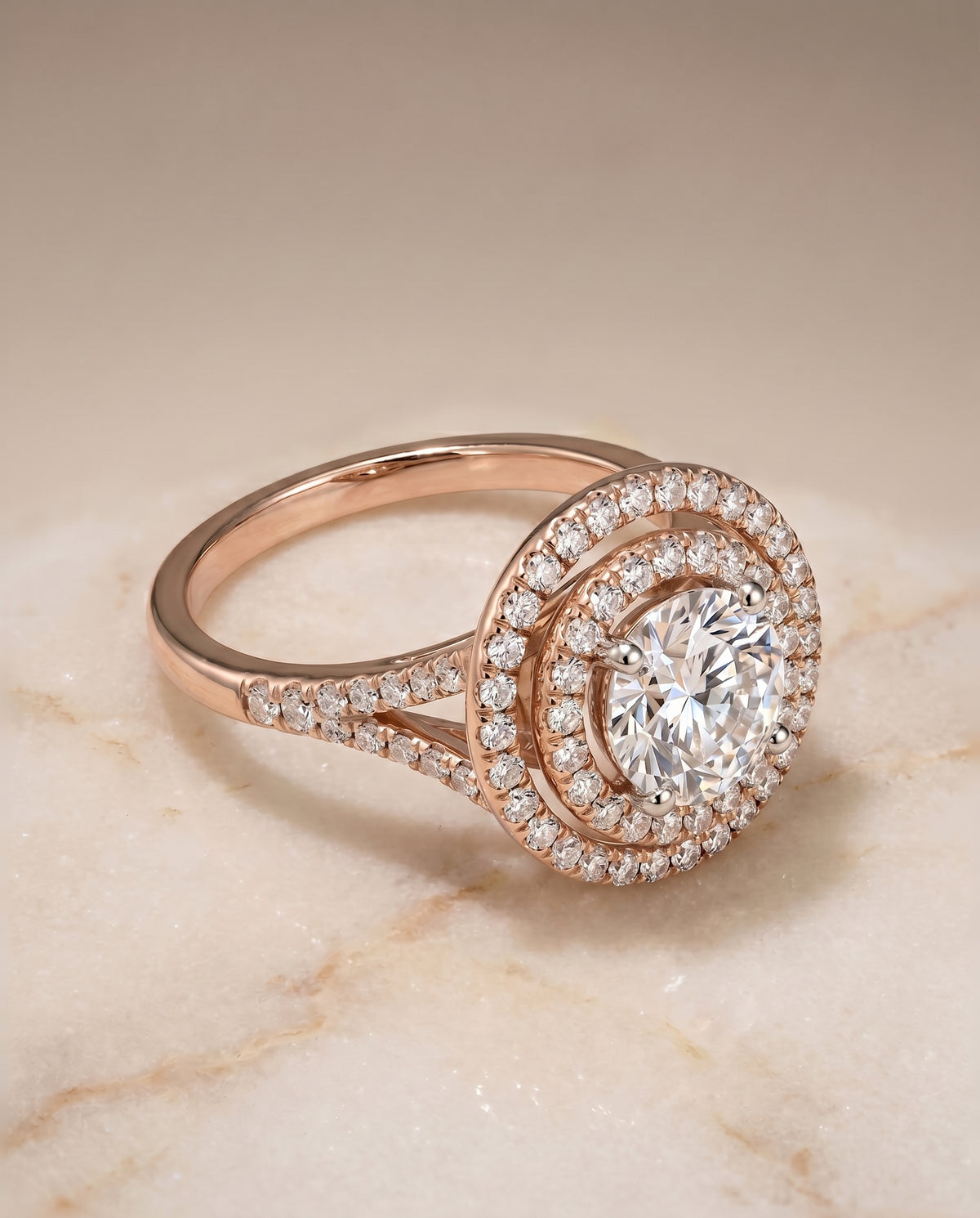 The Nedda round engagement ring setting in 14K Rose Gold | RockHer