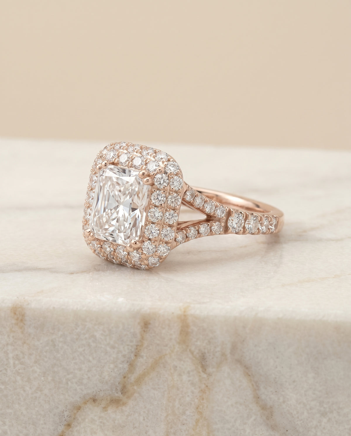 The Betty radiant engagement ring setting in 14K Rose Gold | RockHer