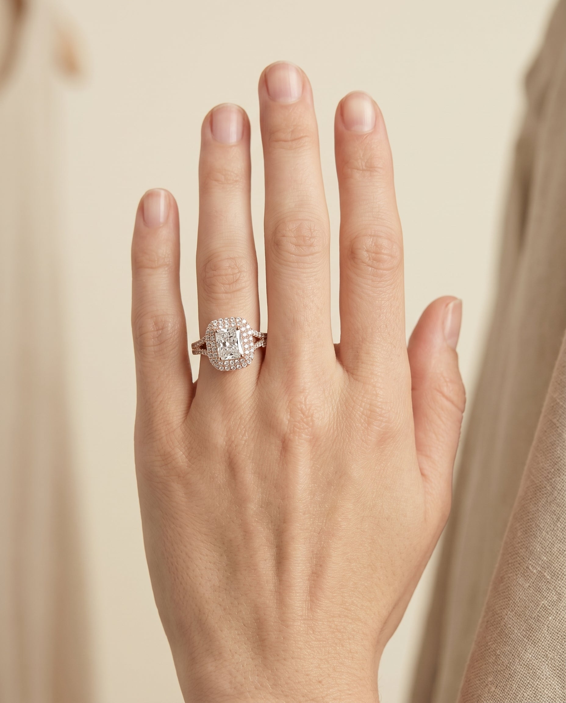 The Betty setting for radiant diamonds, made to order in 14K Rose Gold | RockHer