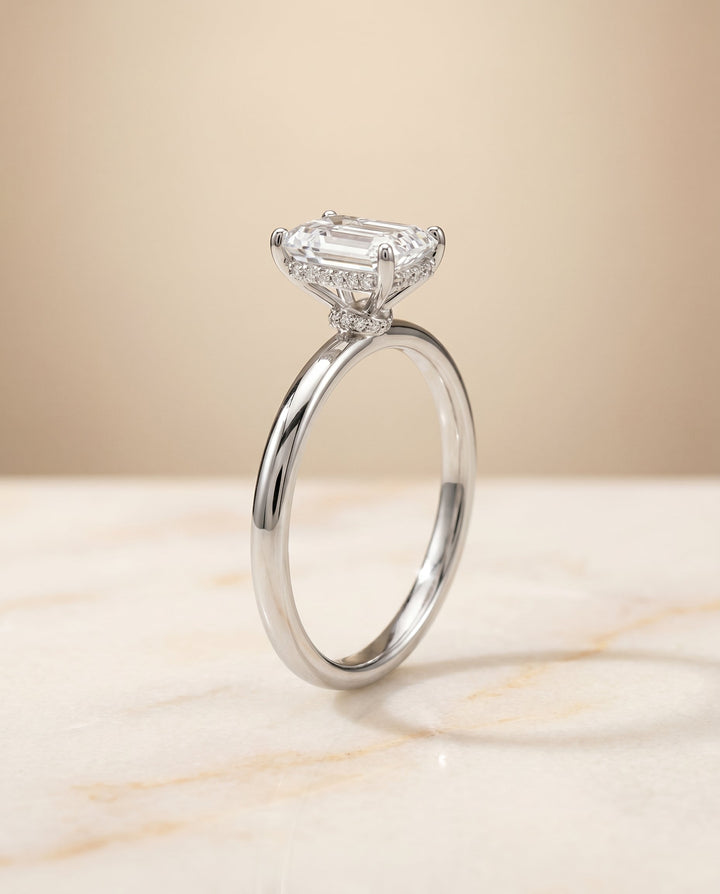 The Dolly Select Emerald Engagement Ring in 14K White Gold – view 2