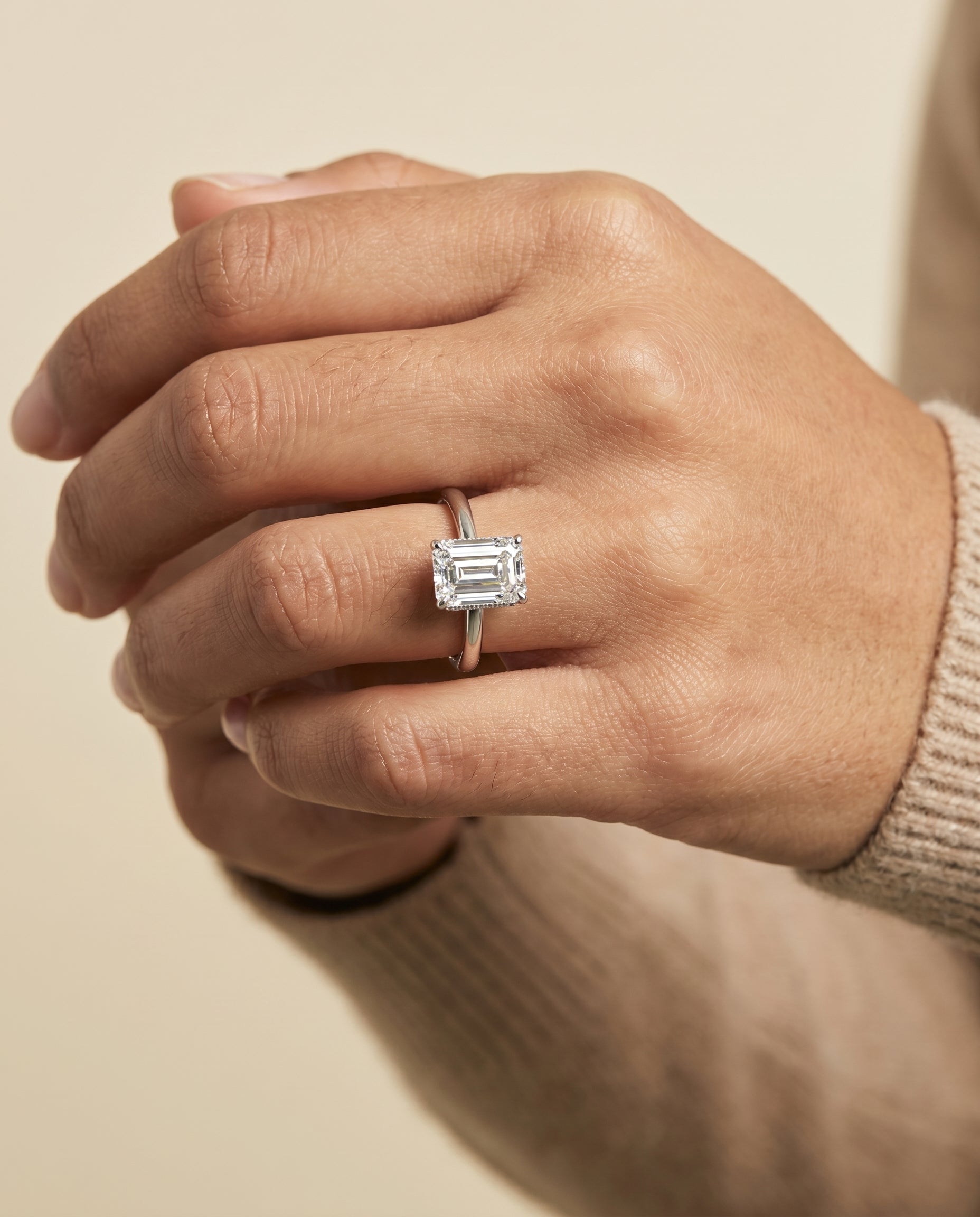 The Dolly setting for emerald diamonds, made to order in Platinum | RockHer