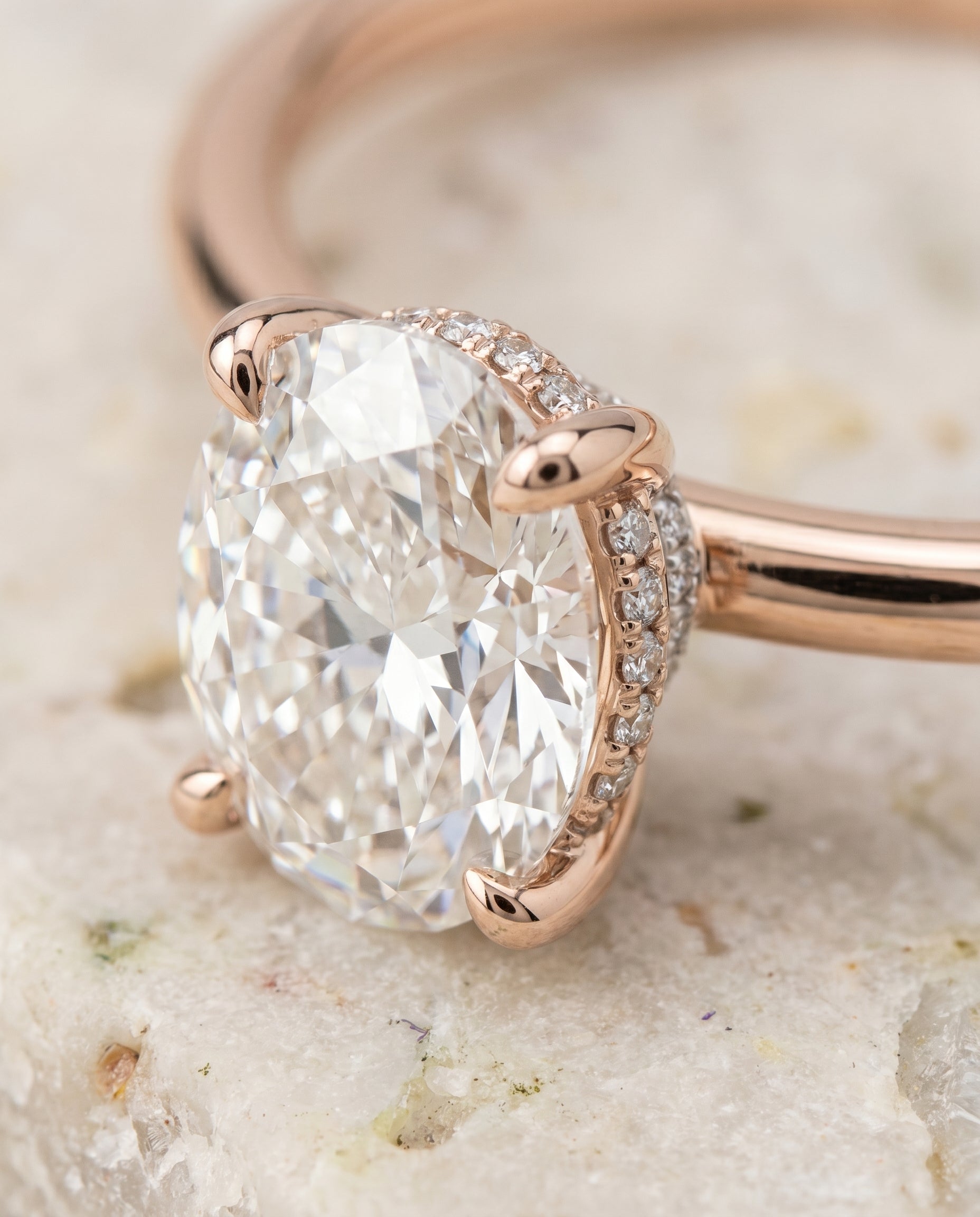 14K Rose Gold band of The Dolly oval engagement ring setting | RockHer