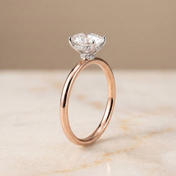 The Dolly Double Hidden Halo Solitaire Oval Engagement Ring Setting in 14K Rose Gold