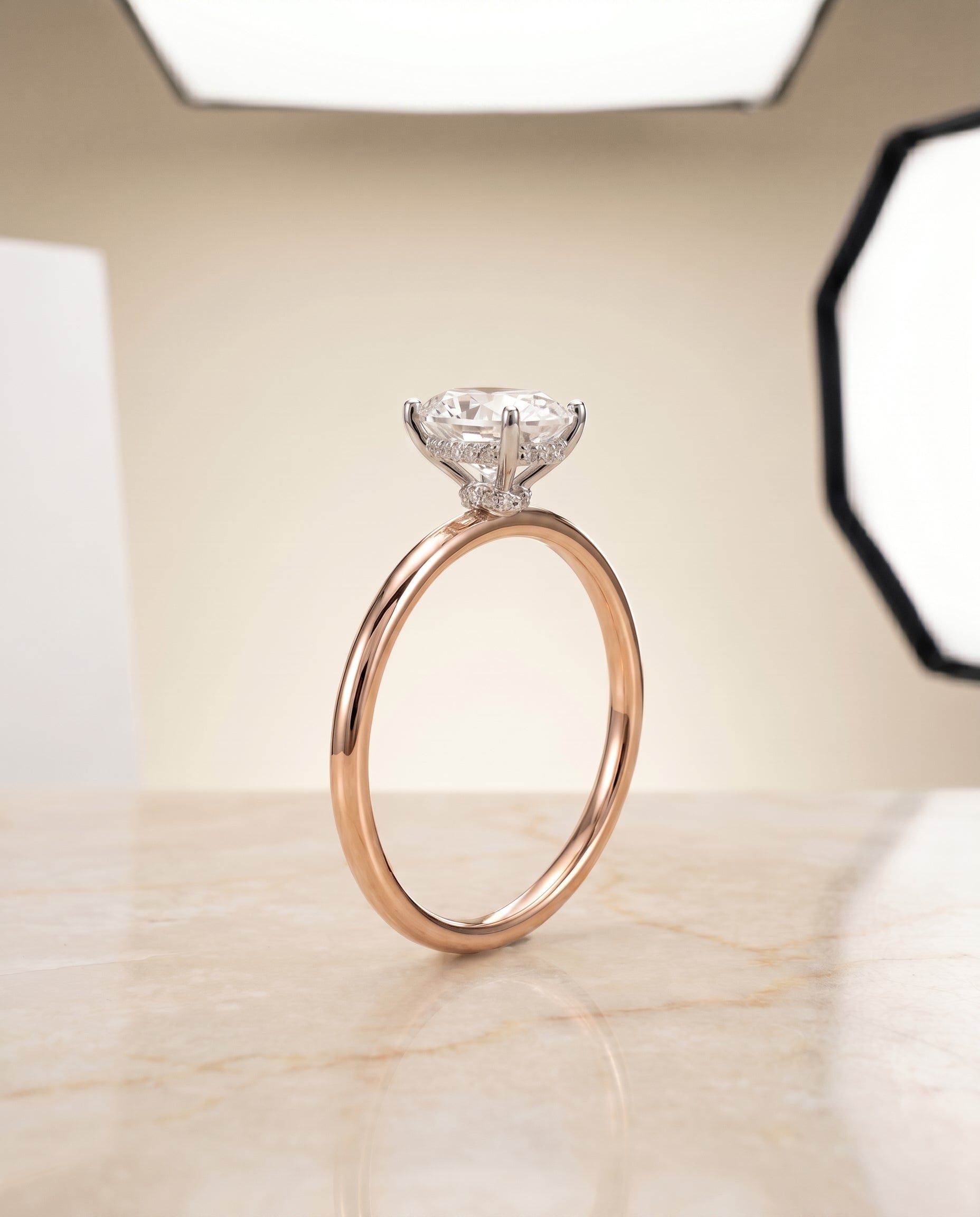 The Dolly setting for oval diamonds, made to order in 14K Rose Gold | RockHer