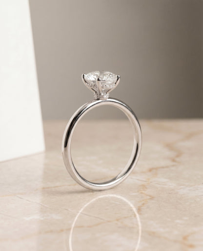Dolly Select Double Hidden Halo Solitaire Oval Lab Diamond Engagement Ring in Platinum, alternate angle | RockHer